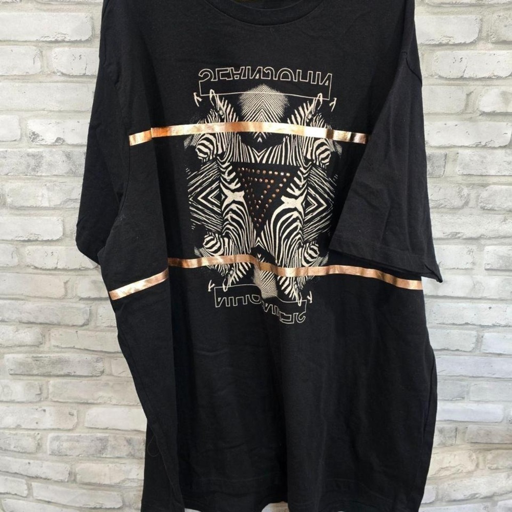 VINTAGE Sean John Shirt 4XL Black Zebra Rhinestones Y2K Hip Hop